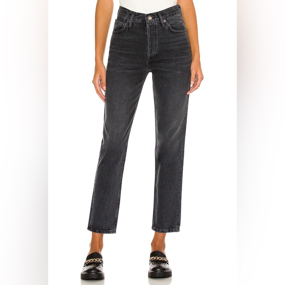 AGOLDE Revolve Fen High Rise Relaxed Taper Faded Black  Jean